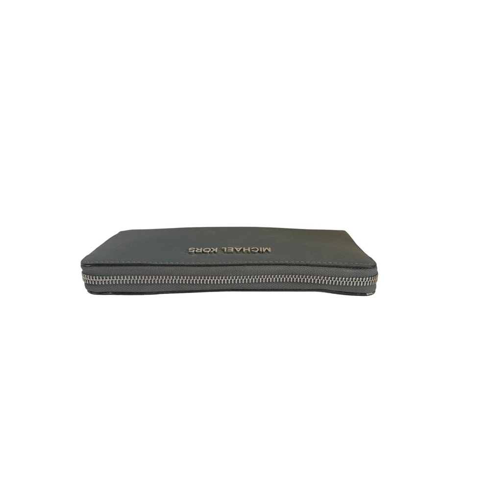 Michael Kors Grey Saffiano Leather Jet Set Continental Zip Around Wallet Large - Picture 8 of 8
